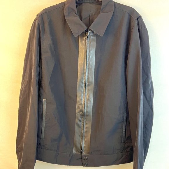The Kooples - Men's Lightweight Twisted Bomber - Nylon & Leather - 80% OFF SALE! - Picture 1 of 10